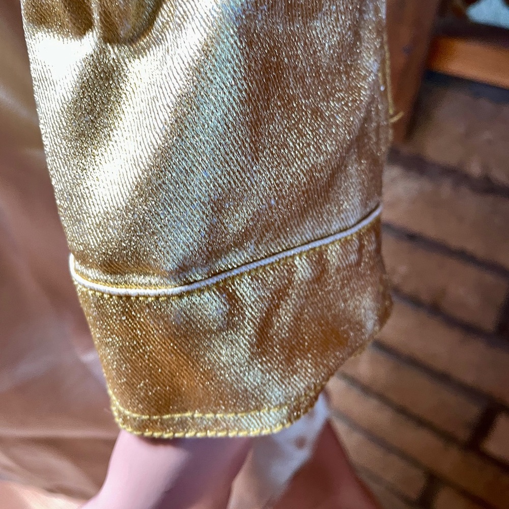 GUESS Unique GOLD Coated JEAN JACKET Size M As-Is New With Defects - Picture 10 of 16
